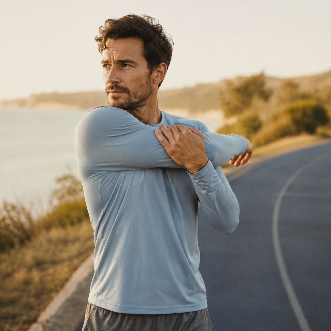Runner stretching after a workout